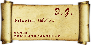 Dulovics Géza névjegykártya